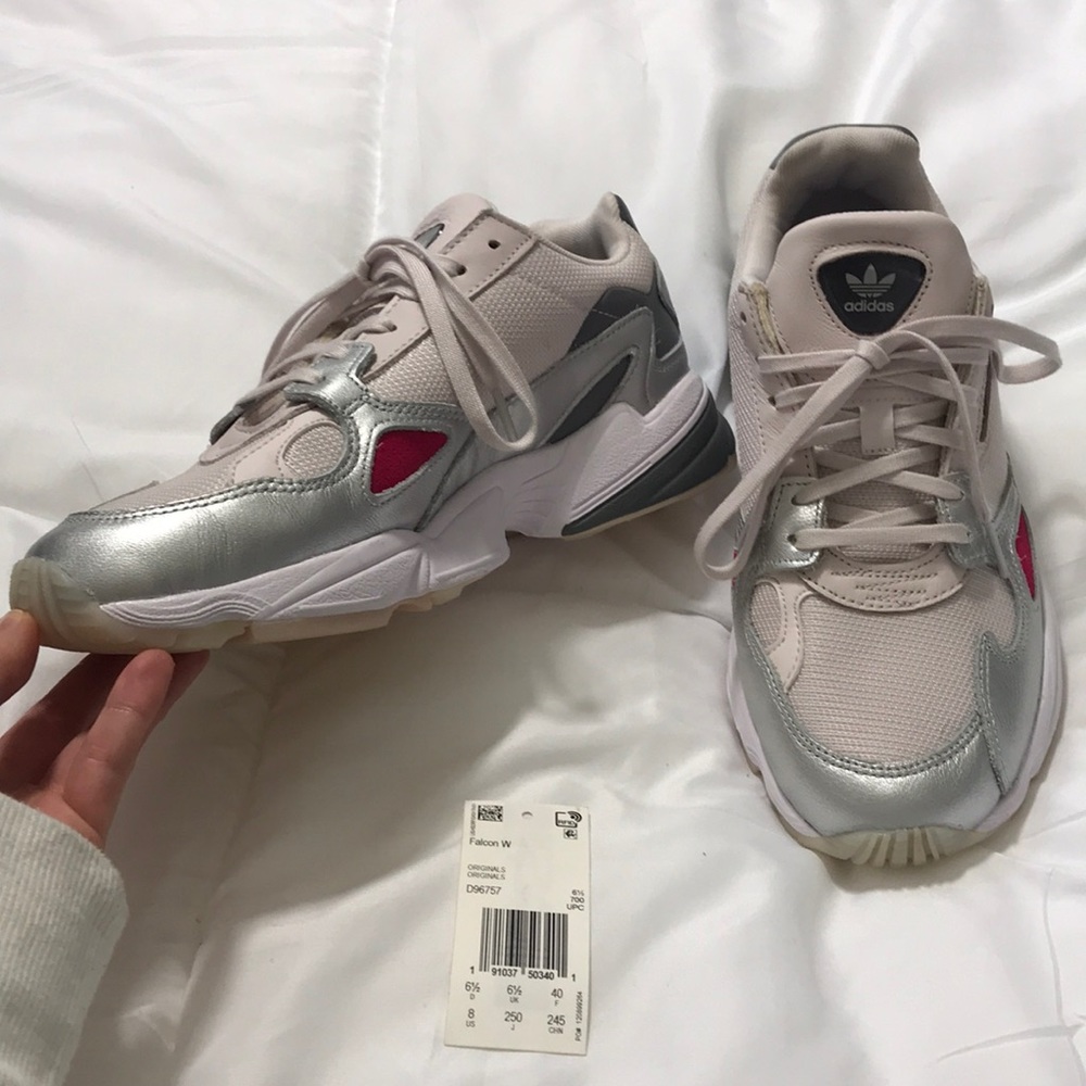 adidas Falcon Orchid Tint Silver Metallic Sneakers - Picture 2 of 14